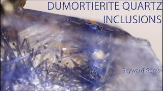 DUMORTIERITE INCLUSIONS IN QUARTZ - Blue Fireworks in Crystal!, Rarest Form, Minerals, Lapidary