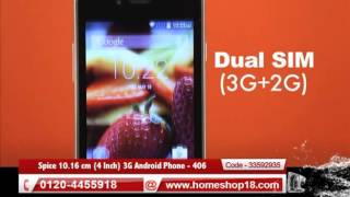 Homeshop18.com - Spice 10.16 cm (4 Inch) 3G Android Phone - 406