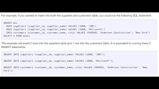 Insert All Command And Insert With Select Command In Oracle/SQL With Example