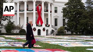 Biden displays AIDS Memorial Quilt at White House to observe World AIDS Day