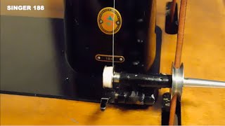 How to Wind a Bobbin on a SINGER 188 Vintage Treadle Sewing Machine / アンティーク足踏みミシン・シンガー１８８　ボビンの巻き方