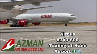 PLANESPOTTING | Azman air airbus a340-600 | Kano airport 🇳🇬✈️