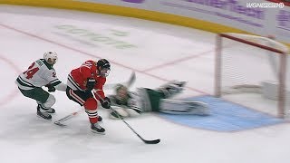 Brandon Saad turns on the jets for nice backhander