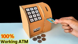 How to make a Simple ATM machine | card board easy atm machine , mini coin bank making