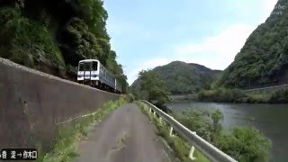 【車載】 JR三江線・沿線ドライブ 式敷駅→口羽駅 (15-May-2016)