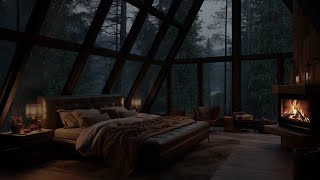 Attic Getaway: Rain in the Woods \u0026 Cozy Fireplace for Deep Relaxation 💤