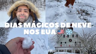 ME EMOCIONEI NOS DIAS DE NEVE NOS EUA 🇺🇸❄️ | MEU PRIMEIRO BONECO DE NEVE ☃️