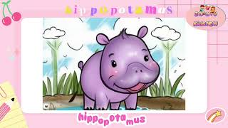 สอนน้องร้องเพลง สัตว์ Animal hippopotamus ฟังเพลงเด็ก เด็กน้อยหัดฟัง หัดร้อง : เพลงเด็กJanaTVkidsnew