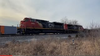 Canadian National manifest rumbling southbound thru downtown Grayslake, IL.