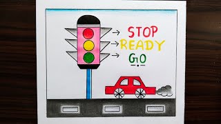 How To Draw Traffic Light Traffic Signal Drawing Road Safety Drawing