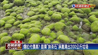 爆紅代價高? 苗栗「抹茶石」淨灘清出200公斤垃圾－民視新聞