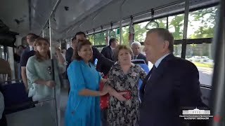 TEZKOR PREZIDENT SHAVKAT MIRZIYOYEV AVTOBUSDA