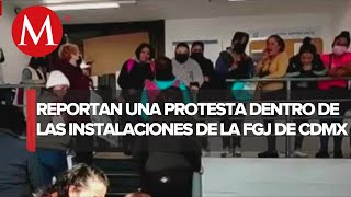 Protesta Alianza de Organizadores Sociales frente a la FGJ CdMx