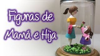 Figuras de Mamá e Hija de filigrana, Mother and Daughter quilling figures