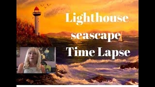 How to paint a Lighthouse seascape TIME LAPSE version and Original Music