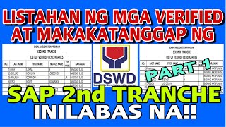 LISTAHAN NG MGA VERIFIED NA MAKAKATANGGAP NG SAP 2nd TRANCHE INILABAS NA NG DSWD!