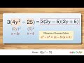 factoring polynomial “12𝑦^2 – 75” step by step algebra solution math doodle