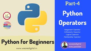 Python for Begineers || Part-4 || Operators in Python || Learn Python in Hindi||Easy tutorial