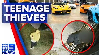 Teenage thieves caught on CCTV during attempted break-in | 9 News Australia