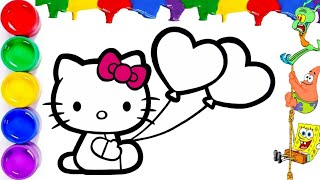 Hello Kitty Menggambar, Mewarnai, dan Melukis untuk Anak & Balita | Menggambar untuk Pemula