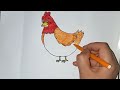 how to draw a beautiful chicken🎨🐔education for children😍