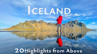 4K🇮🇸Fly Over Iceland from above travel highlights  glacier to volcano with calm and relax music