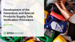 Webinar: Development of the Hazardous and Special Products Supply Data Verification Procedure