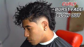 BLOW OUT BURST FADE ON CURLY HAIR | BARBER TUTORIAL