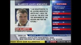 Sam Allardyce sacked by Newcastle January 2007/08 - news story