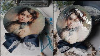 Round vintage decoupage box ✨