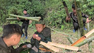 The one-eyed boy is looking for wood to repair the hut because it’s cold and Hưng is sick