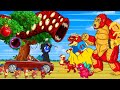 The war between the Blue witch and the princess Godzilla | baby Godzilla x mini Kong x Raptor dino