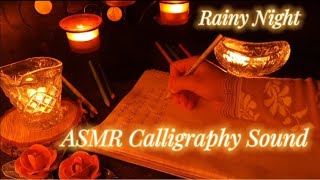 [ Cozy ASMR ] Study with me on a Rainy🌧 Night 1 Hr | Cursive Writing Sounds | ASMR Sound of Letters