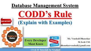 DBMS 23: Codd's 12 Rules with Examples | RDBMS | DBMS Full Course