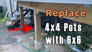 How to replace Deck 4x4 Posts with 6x6 Posts for Composite Deck