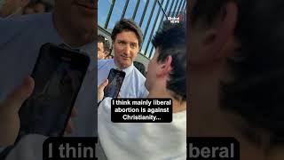 "Wow": Trudeau challenges young PPC supporter after anti-abortion statements