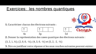 Les nombres quantiques- Exercices d'entrainement