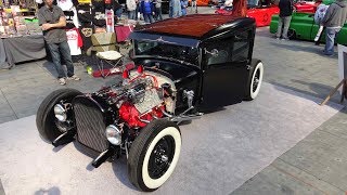 1929 Ford 2 door sedan Hot Rod with a flat head wins Master Builder Award at Worlds of Wheels.