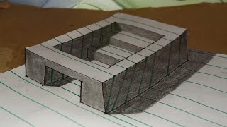 simple 3d ladder drawing on the paper||optical illusion tutorial geometry drawing for new bignner