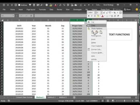 Excel 2016 V16 Convert Date format from yyyymmdd to dd/mm/yyyy Excel 2016 V16 Convert Date format from yyyymmdd to dd/mm/yyyy