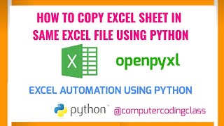 How to Copy Excel Sheet in Same Excel File using Python | Excel Automation using Python