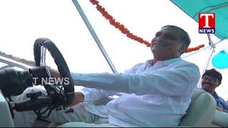 Minister Harish rao launches American Catamaran Boat at Komati Cheruvu | Siddipet | TNews Telugu