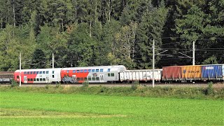 Sehr bunt gemischter Bahnverkehr zwischen Feldkirch und Rankweil in Vorarlberg