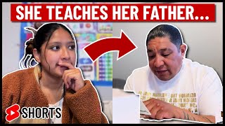 Teacher teaches her own dad how to write! 🥺