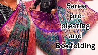 Saree Pre-pleating 😍and Box folding with ( KANCHIPURAM SILK SAREE ) 💯 #trending #silksaree #viral