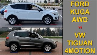 SLIP TEST - Ford Kuga AWD vs Volkswagen Tiguan 4Motion - @4x4.tests.on.rollers