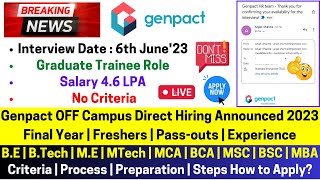 Genpact OFF Campus Drive 2023 | 2022 | 2021-2019 Urgent Hiring No Test, Direct Interview on 6th June