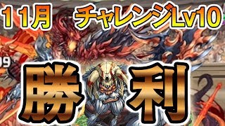 【パズドラ】１１月クエストダンジョン　チャレンジLv10　ビッグフットチャレンジ