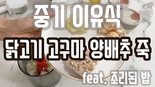 베이비 브레짜 이유식 마스터기 - 닭고기고구마양배추 죽 만들기 / 중기 이유식 :-)