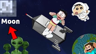 Going to Moon In Minecraft 😱 || 😂 Shinchan Minecraft || Doraemon Minecraft